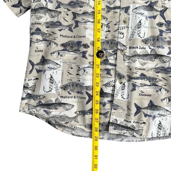 Columbia Sportswear Fish Print Collared Short Sleeve Button Up Shirt Medium - Picture 4 of 6
